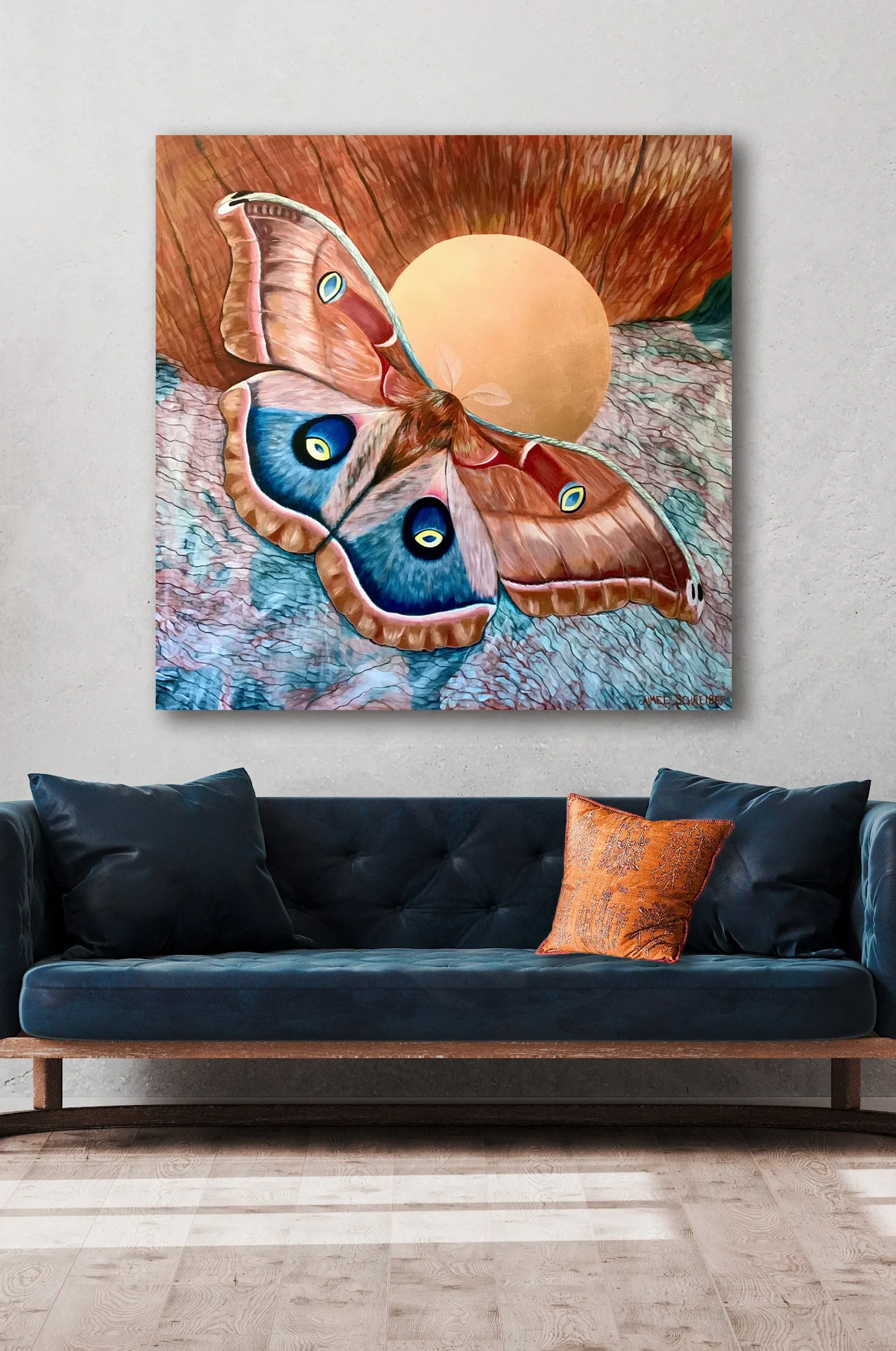 "Love (is not blind)" Polyphemus Moth Painting 48x48