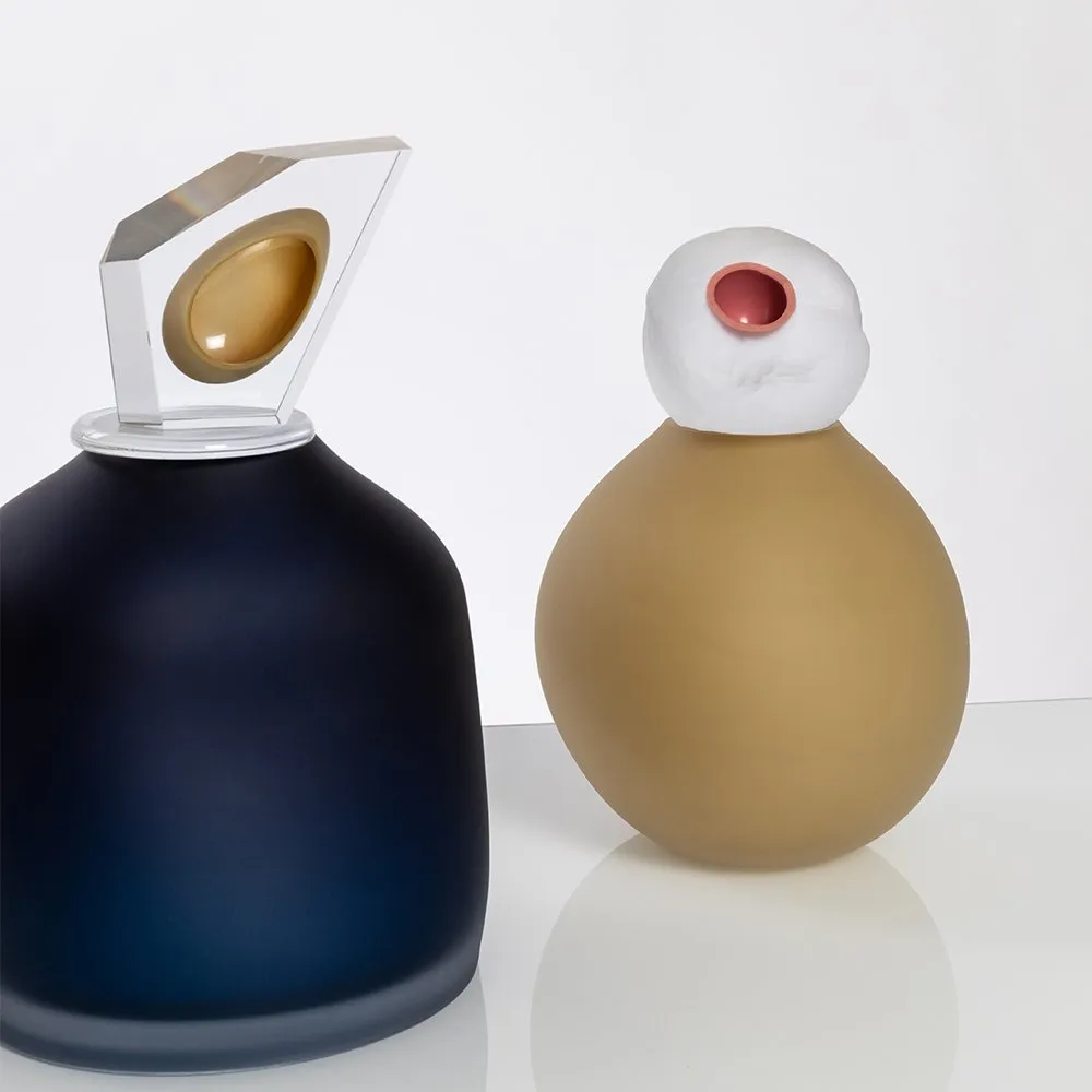 "Ovation" Large Navy Blue Glass Cremation Urn