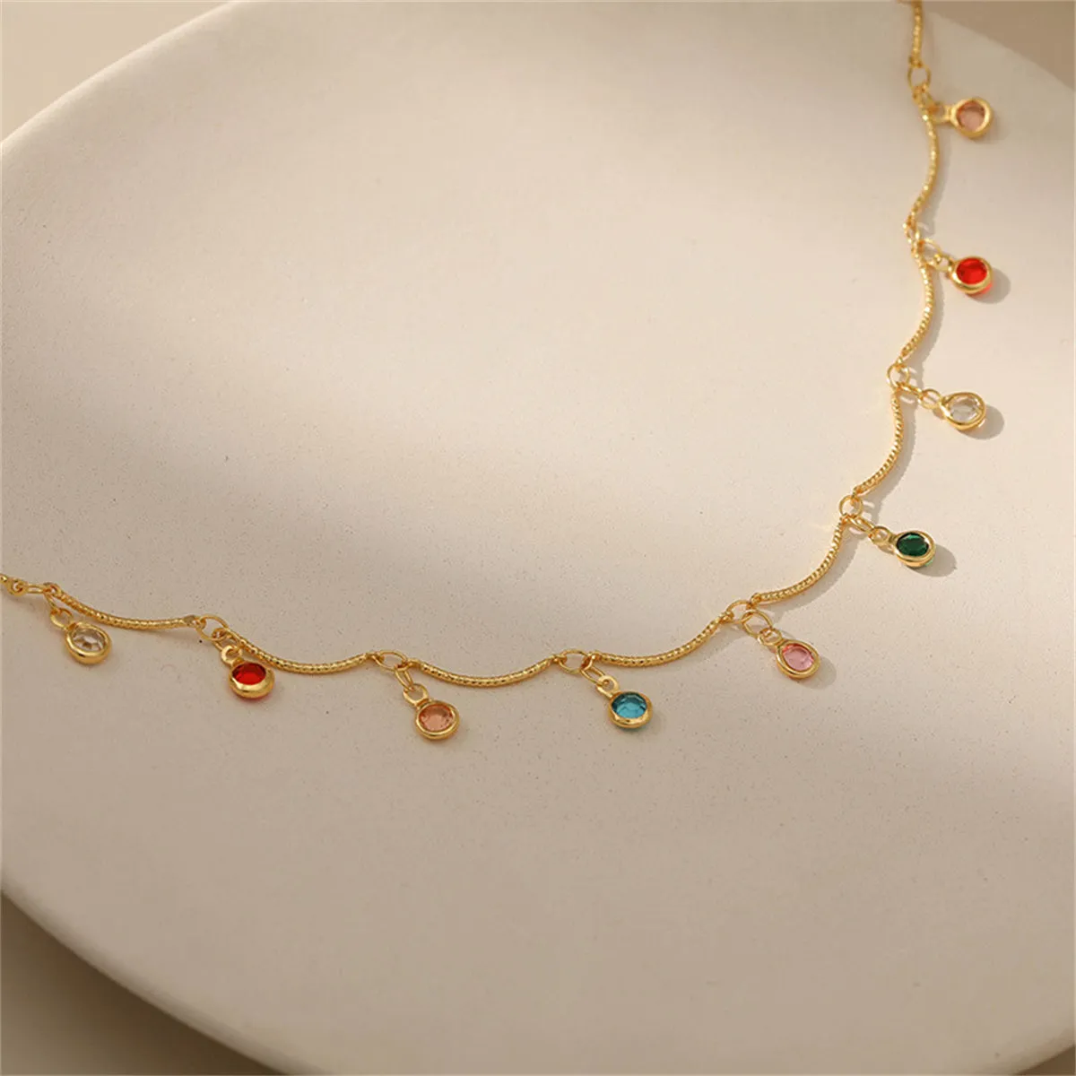 Rainbow Crystal & 18K Gold-Plated Tassel Necklace