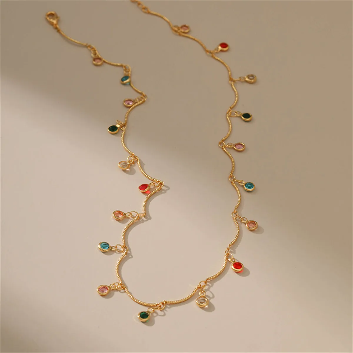 Rainbow Crystal & 18K Gold-Plated Tassel Necklace
