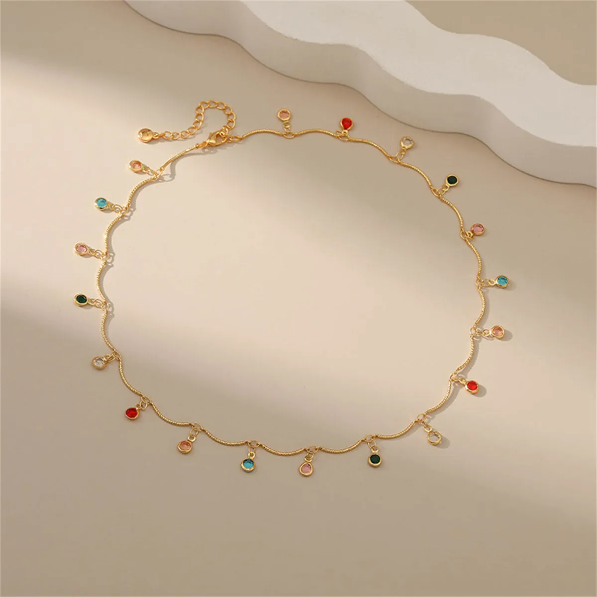 Rainbow Crystal & 18K Gold-Plated Tassel Necklace
