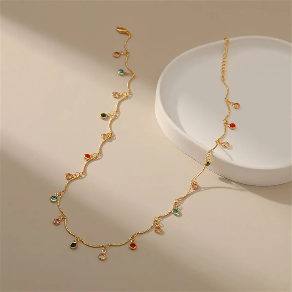 Rainbow Crystal & 18K Gold-Plated Tassel Necklace