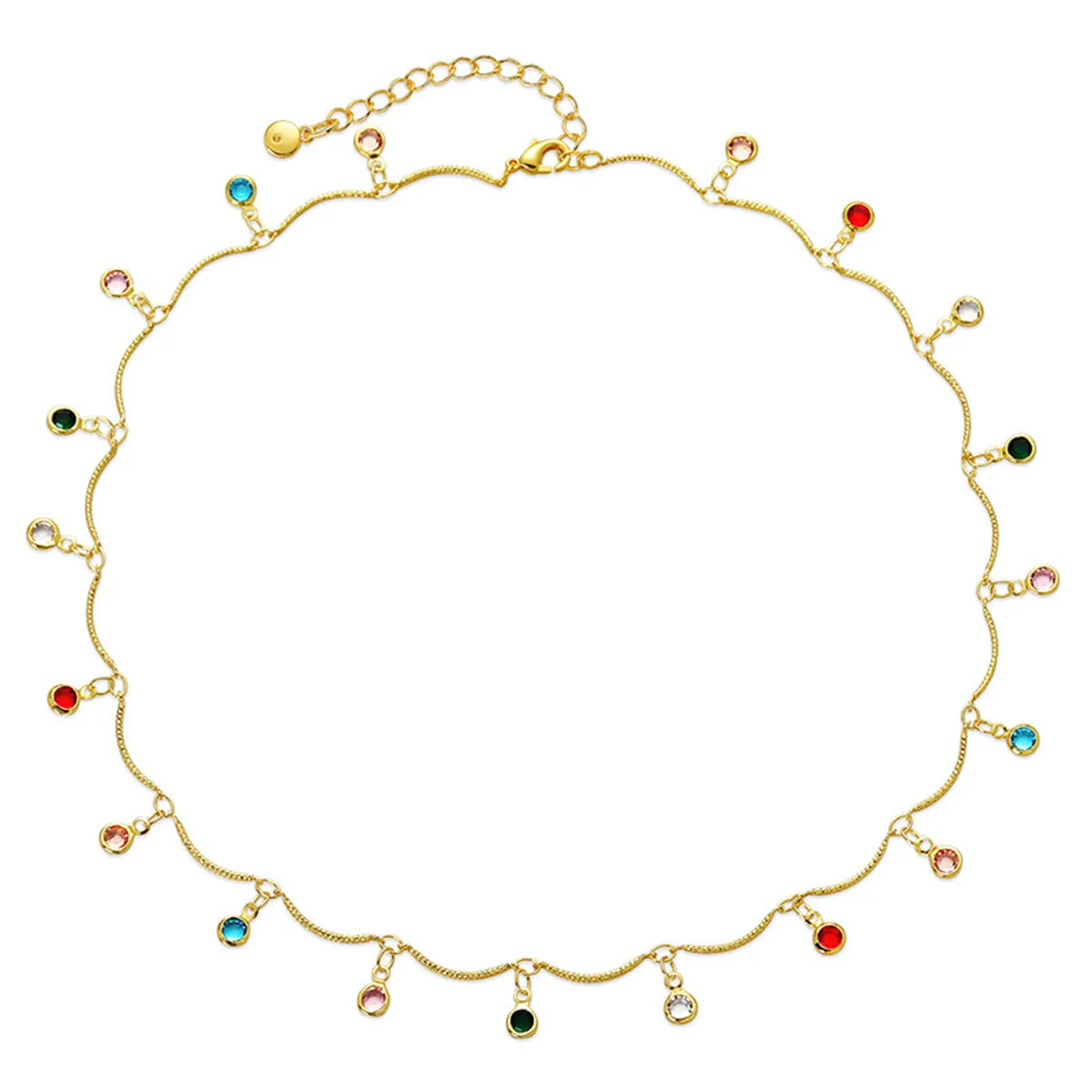 Rainbow Crystal & 18K Gold-Plated Tassel Necklace