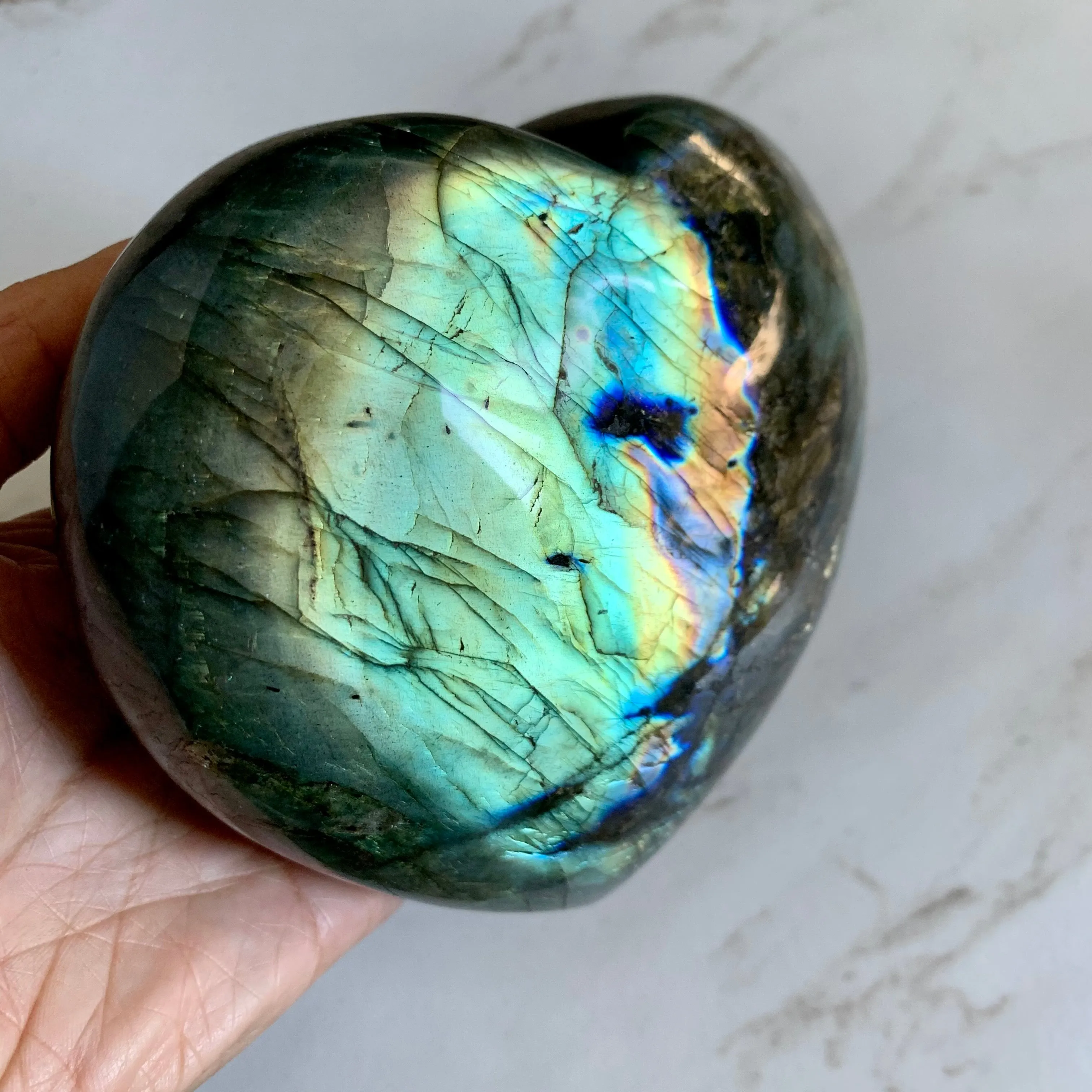 Rainbow Labradorite Large Decor Heart 5.2"