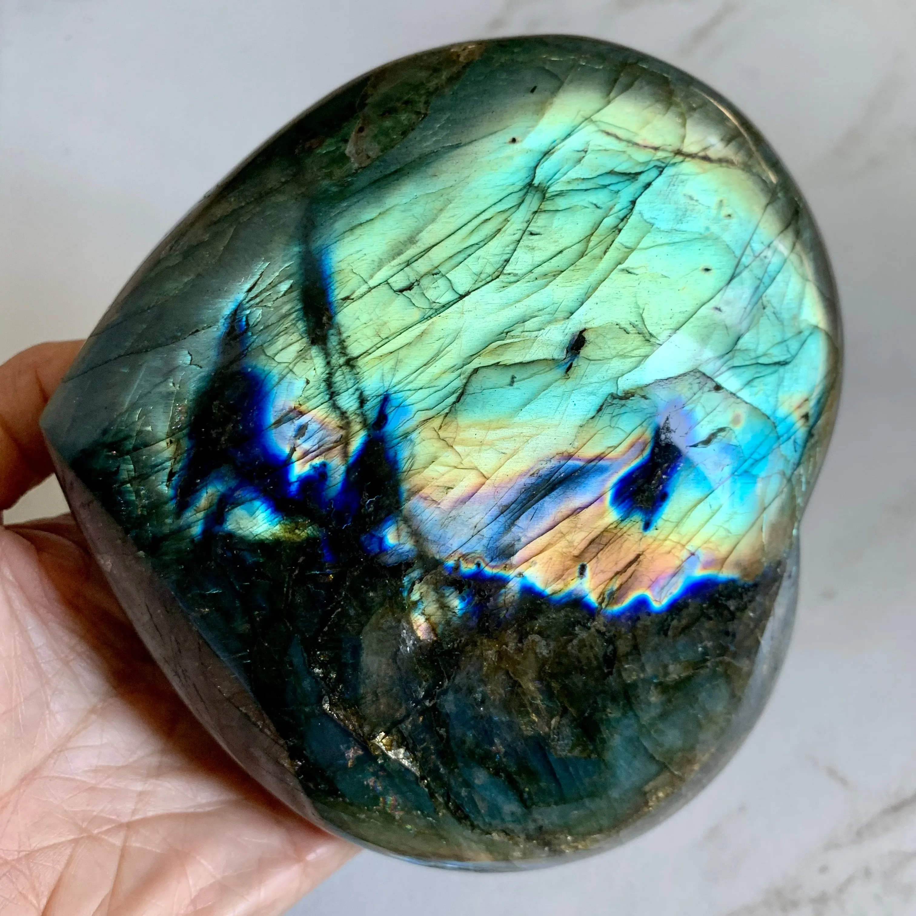 Rainbow Labradorite Large Decor Heart 5.2"
