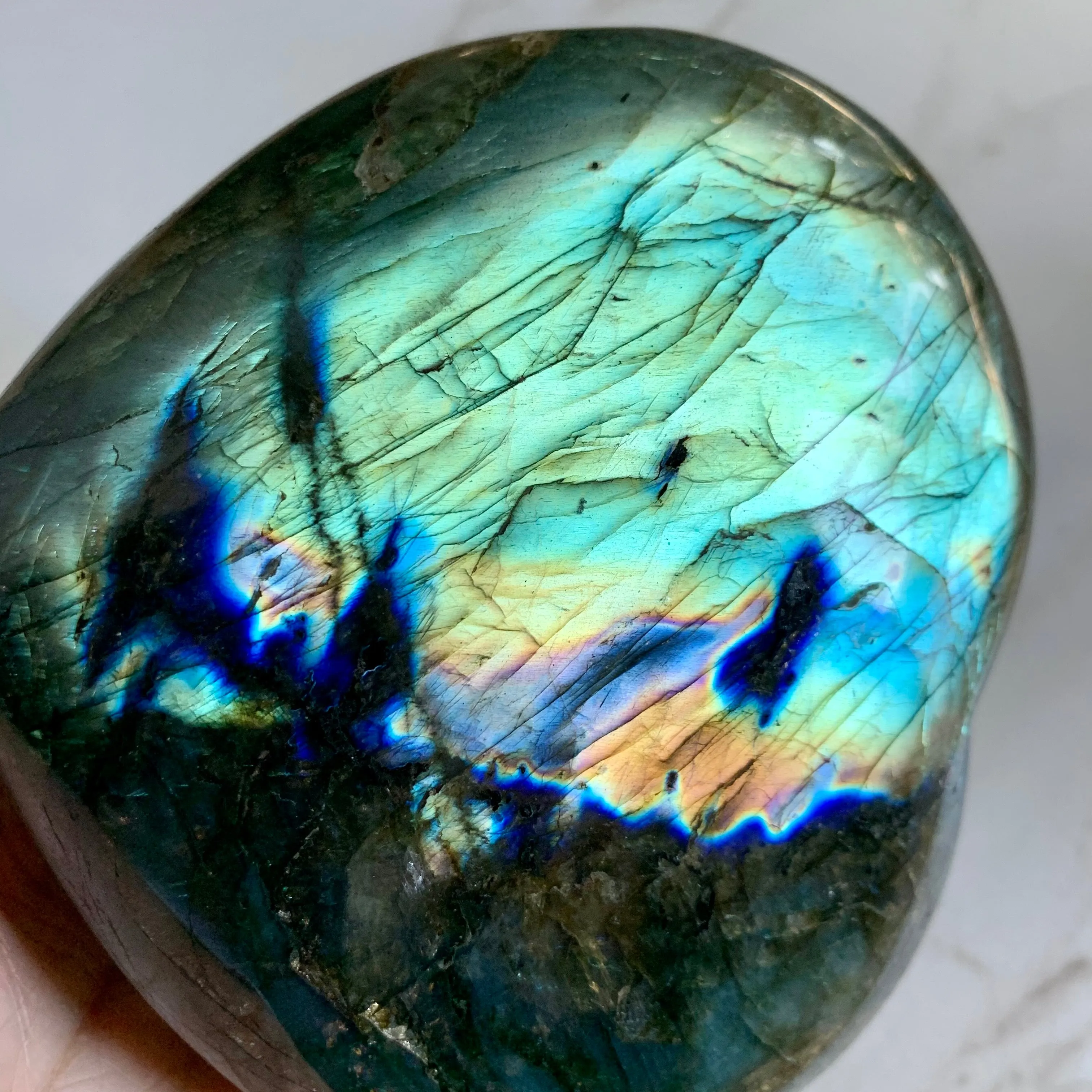Rainbow Labradorite Large Decor Heart 5.2"