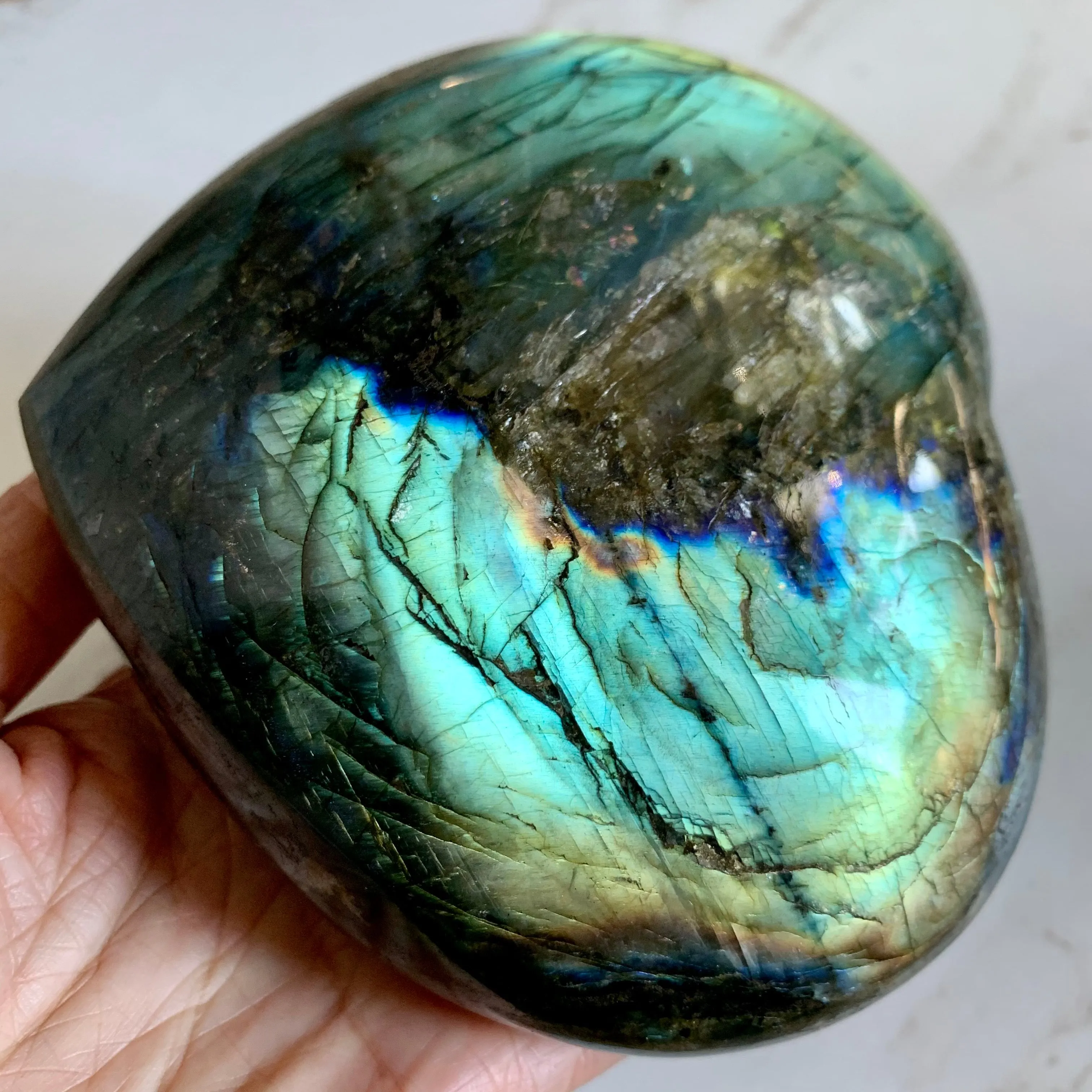 Rainbow Labradorite Large Decor Heart 5.2"
