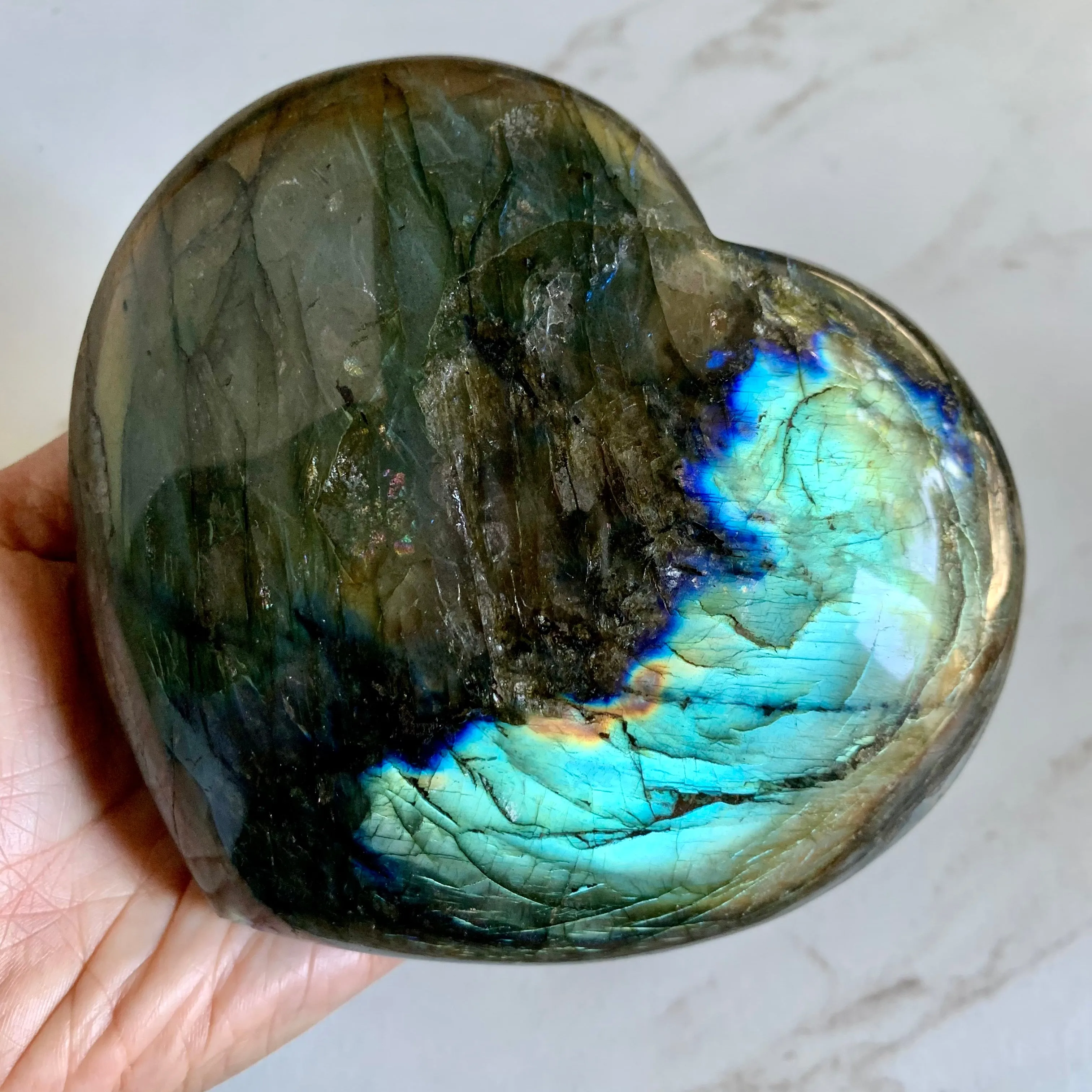 Rainbow Labradorite Large Decor Heart 5.2"