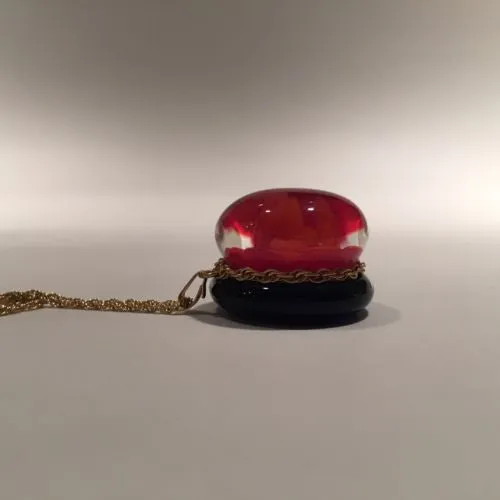 Rare Ronald Ray Art Glass Paperweight Crimp Rose Pendant W/ 14K Gold Chain