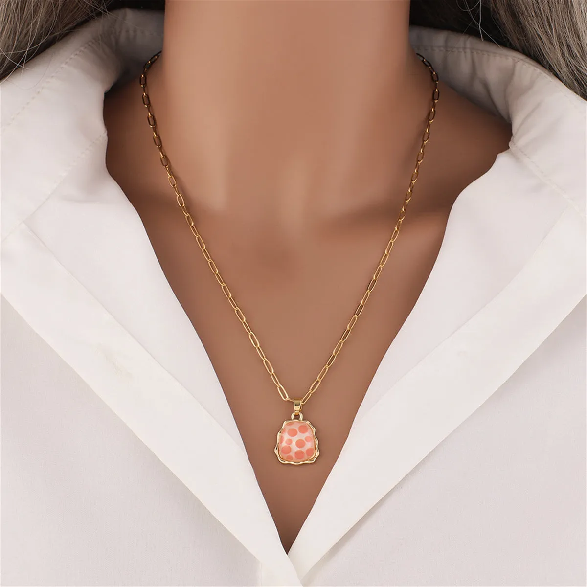 Red Acrylic & 18K Gold-Plated Ladder Pendant Necklace
