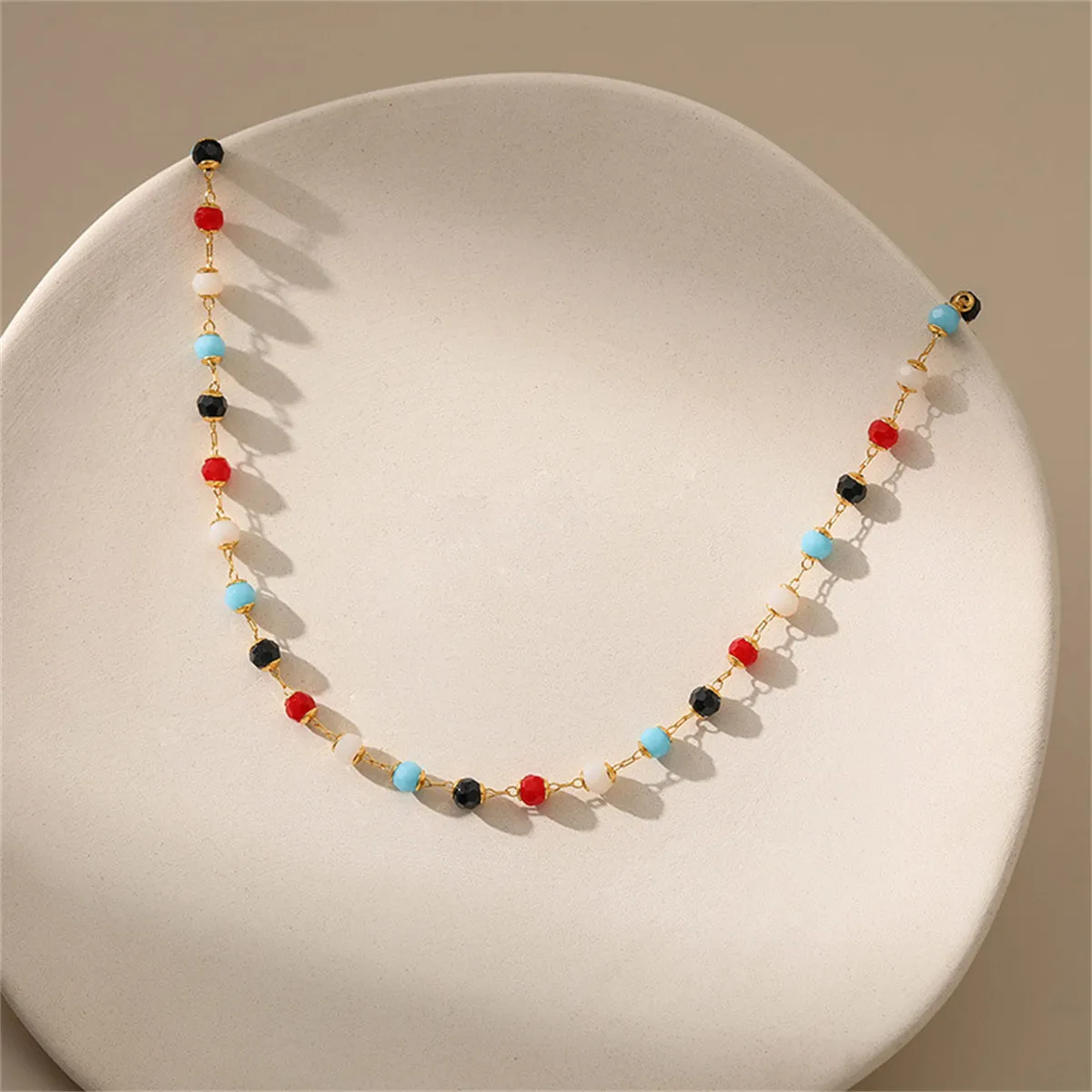 Red & Black Acrylic 18K Gold-Plated Bead Necklace