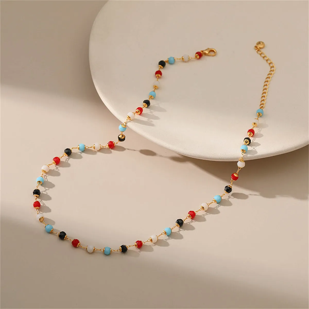 Red & Black Acrylic 18K Gold-Plated Bead Necklace