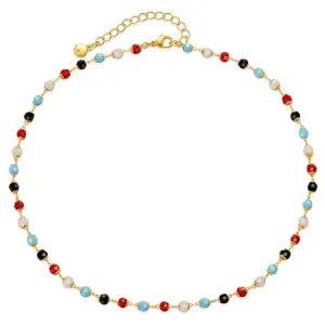Red & Black Acrylic 18K Gold-Plated Bead Necklace