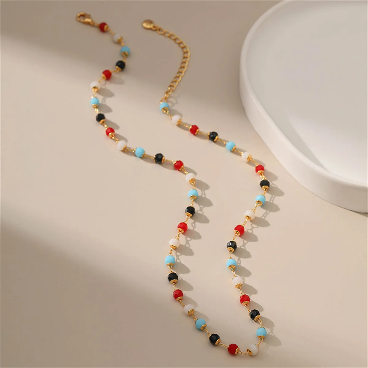 Red & Black Acrylic 18K Gold-Plated Bead Necklace