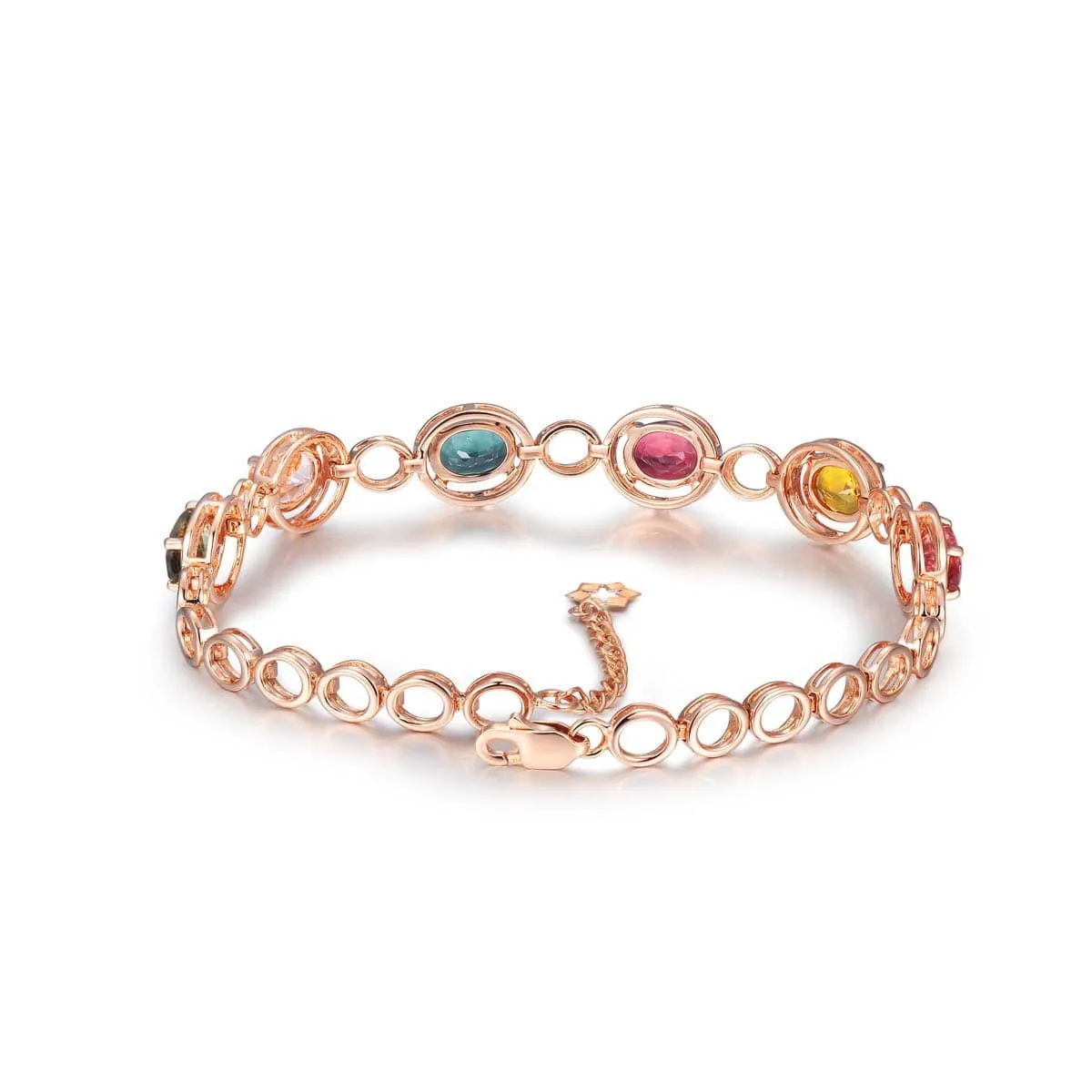 Red & Blue Crystal & 18K Rose Gold-Plated Oval Station Bracelet