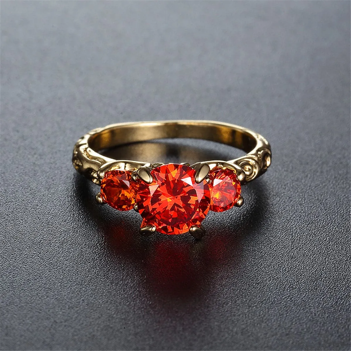 Red Crystal & 18K Gold-Plated Ring