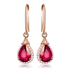 Red Crystal & Cubic Zirconia 18K Rose Gold-Plated Halo Teardrop Earrings