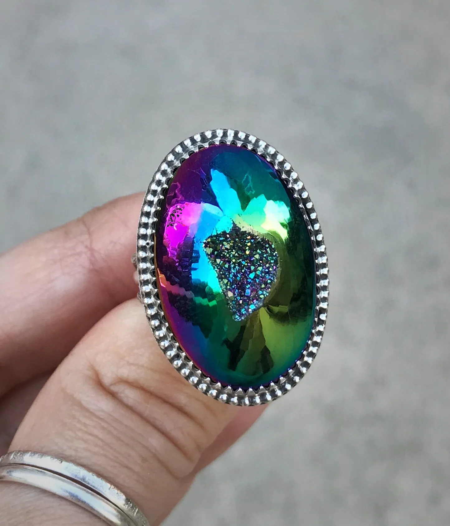 RESERVED: Rainbow Titanium Druzy Ring