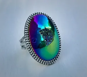 RESERVED: Rainbow Titanium Druzy Ring