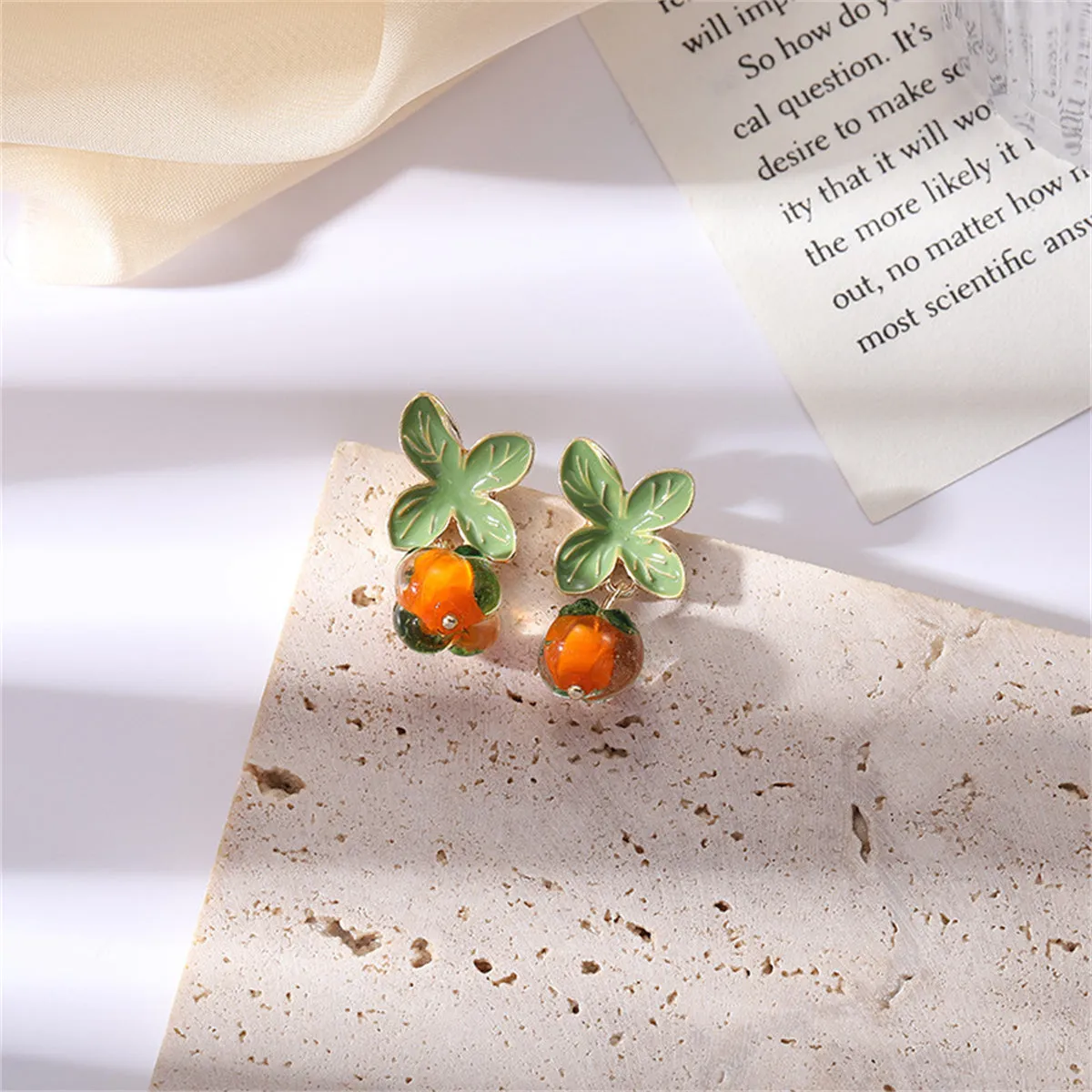 Resin & 18K Gold-Plated Persimmon Drop Earrings