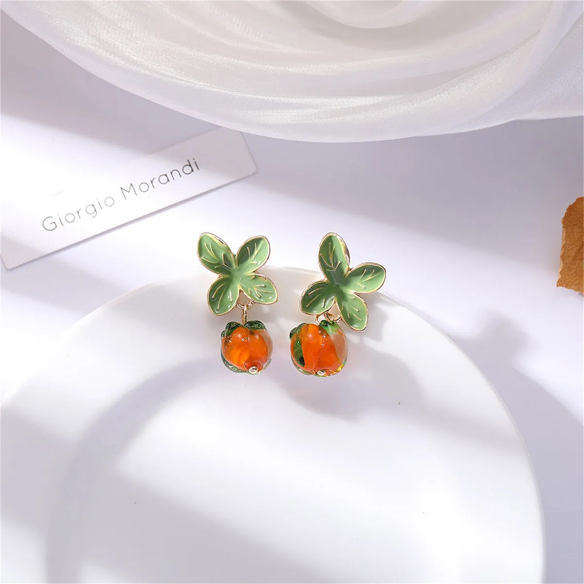 Resin & 18K Gold-Plated Persimmon Drop Earrings