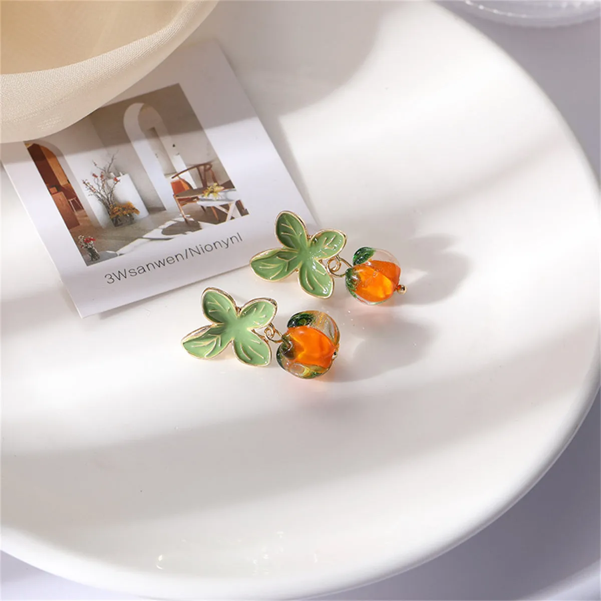 Resin & 18K Gold-Plated Persimmon Drop Earrings