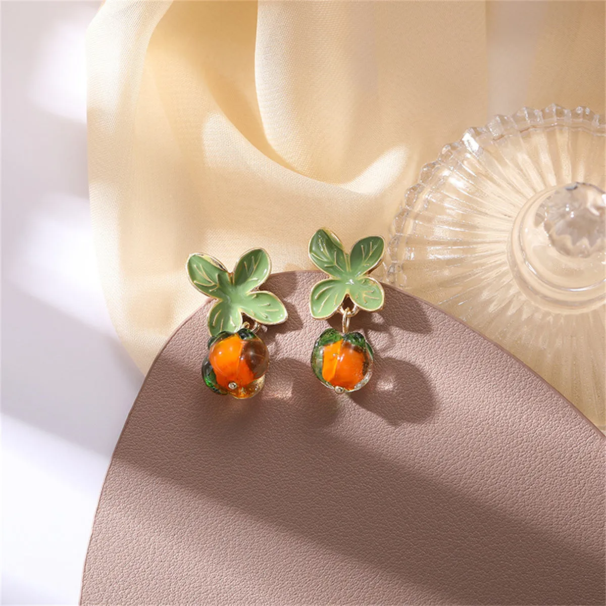 Resin & 18K Gold-Plated Persimmon Drop Earrings