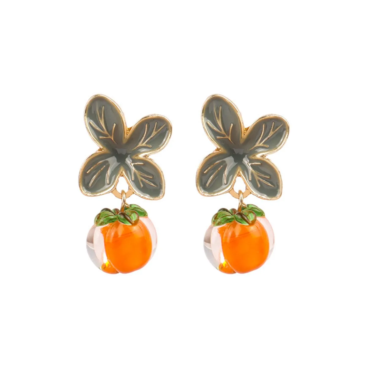 Resin & 18K Gold-Plated Persimmon Drop Earrings
