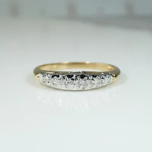 Retro Stepped Diamond Band in Two Tone Gold