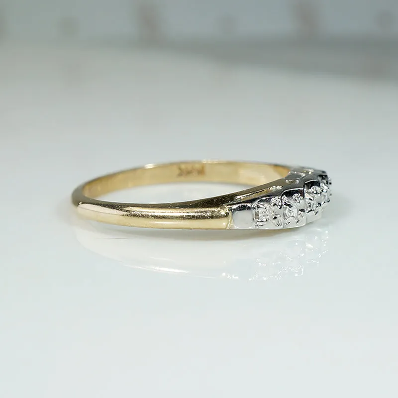 Retro Stepped Diamond Band in Two Tone Gold