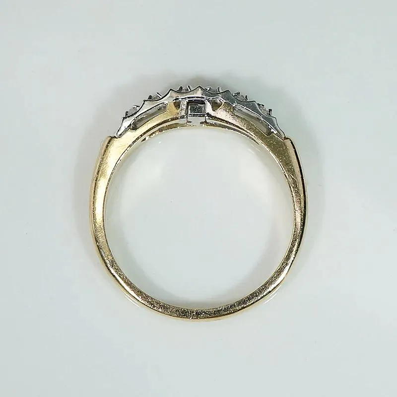 Retro Stepped Diamond Band in Two Tone Gold