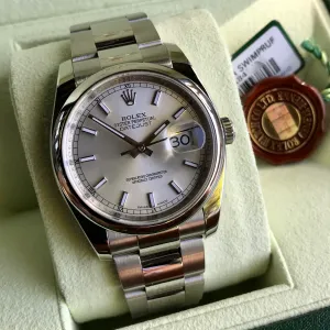 Rolex Datejust 116200 Oyster Perpetual Silver Stick Automatic Caliber 3135 Wristwatch