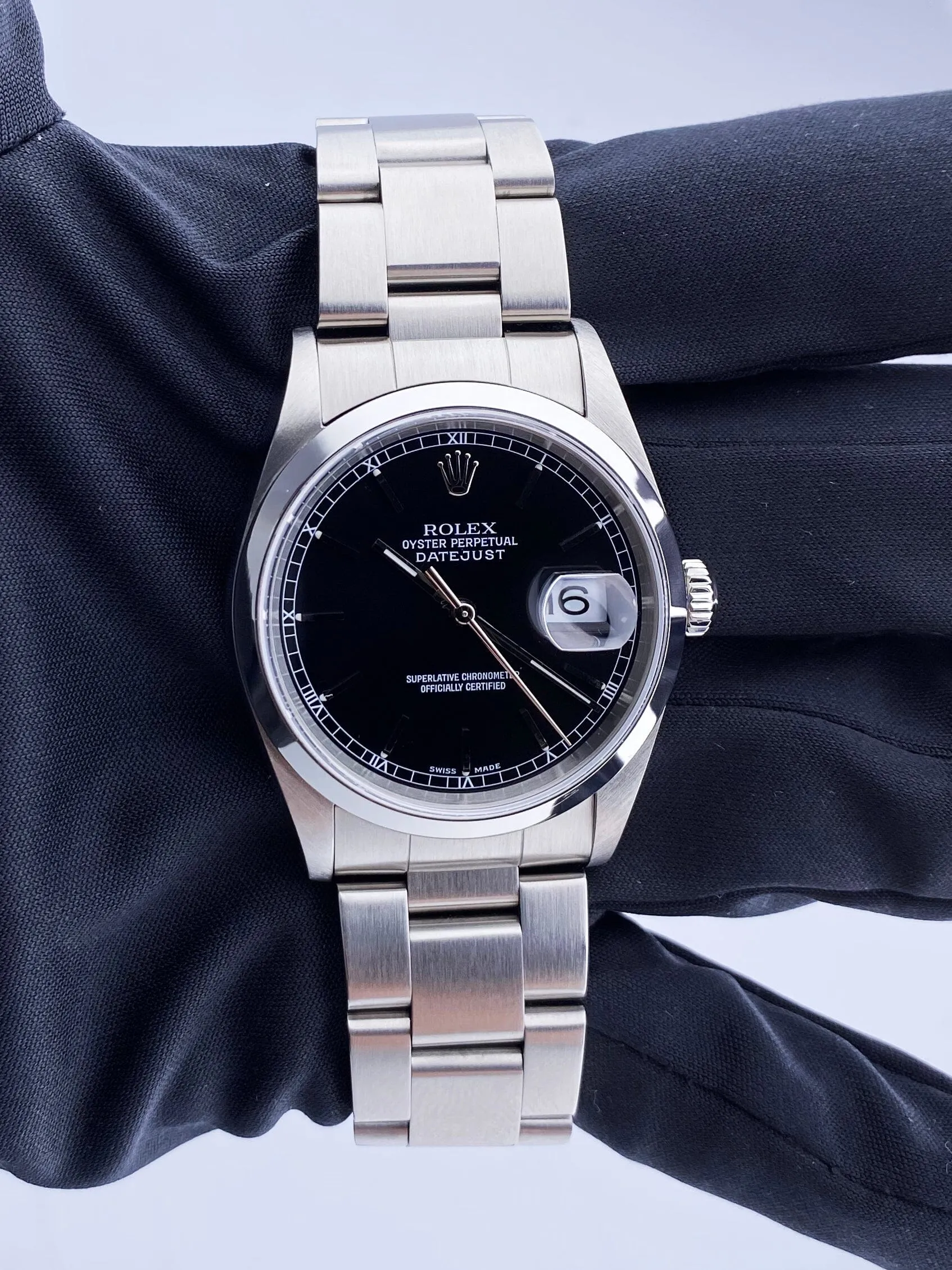 Rolex Datejust 16200 Black Dial Mens Watch
