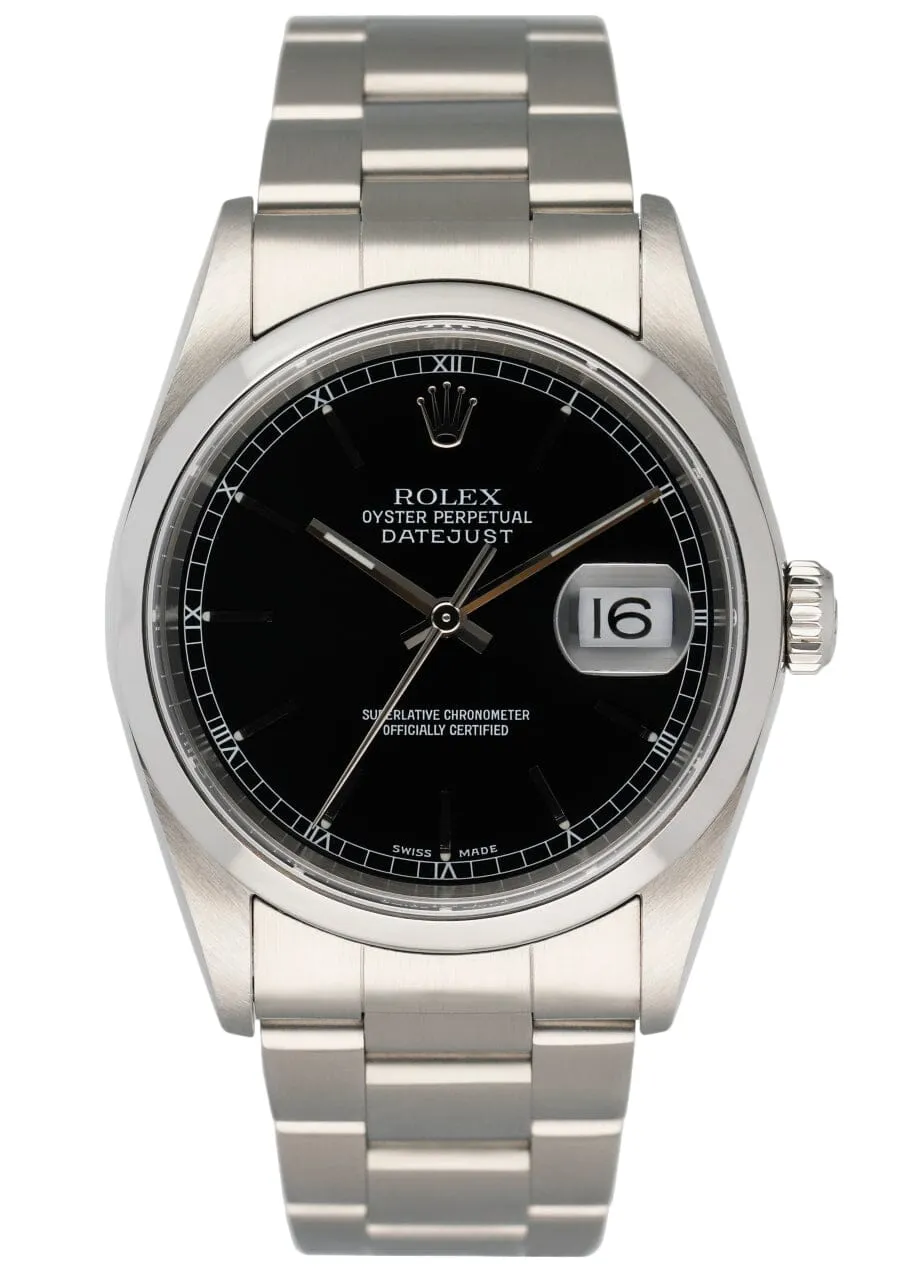 Rolex Datejust 16200 Black Dial Mens Watch