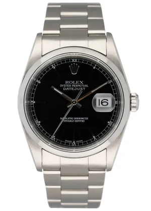 Rolex Datejust 16200 Black Dial Mens Watch