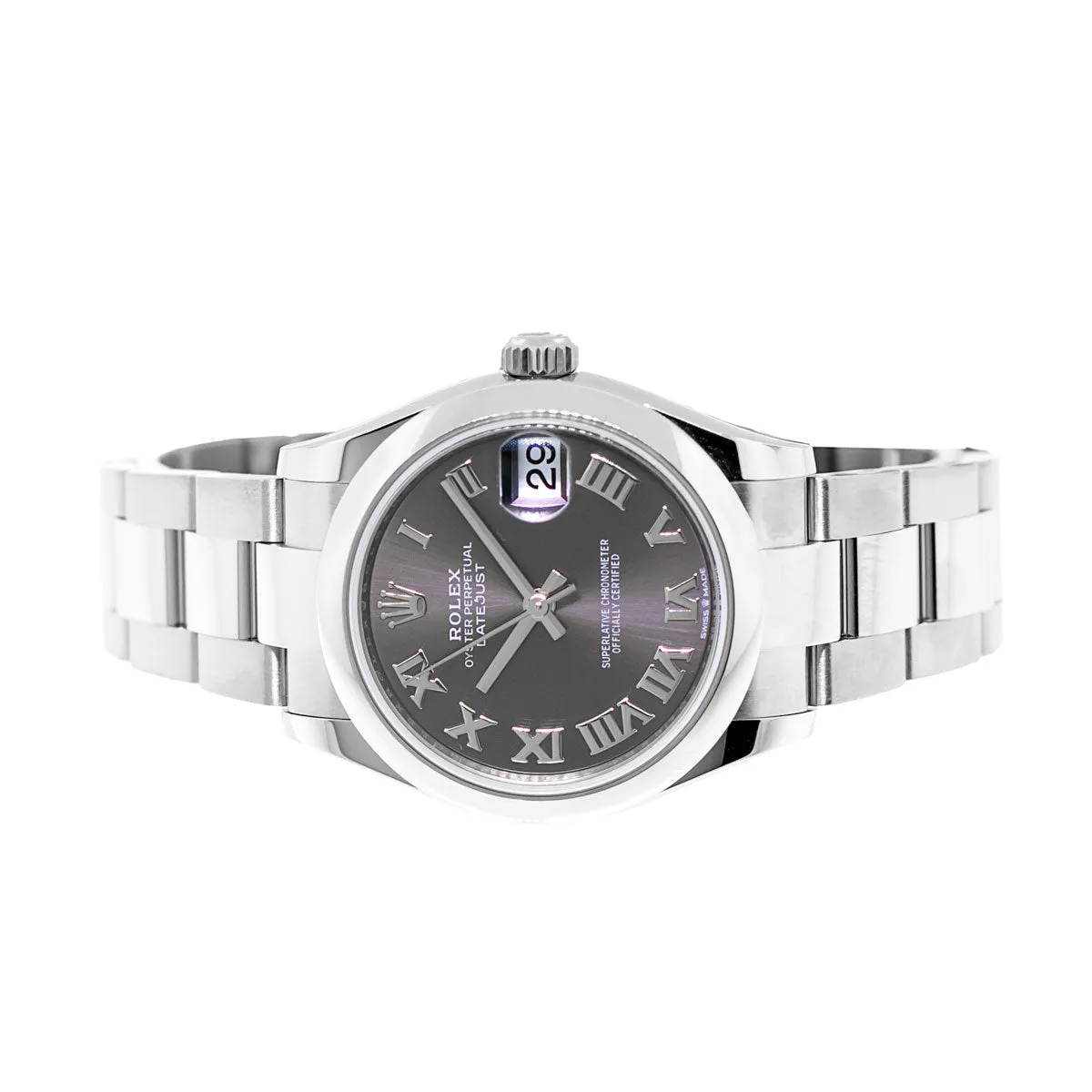 Rolex Datejust 31mm Stainless Steel Grey Sunray Roman Dial & Smooth Bezel 278240