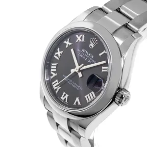 Rolex Datejust 31mm Stainless Steel Grey Sunray Roman Dial & Smooth Bezel 278240