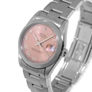 Rolex Datejust 31mm Stainless Steel Pink Roman Dial & Smooth Bezel 78240