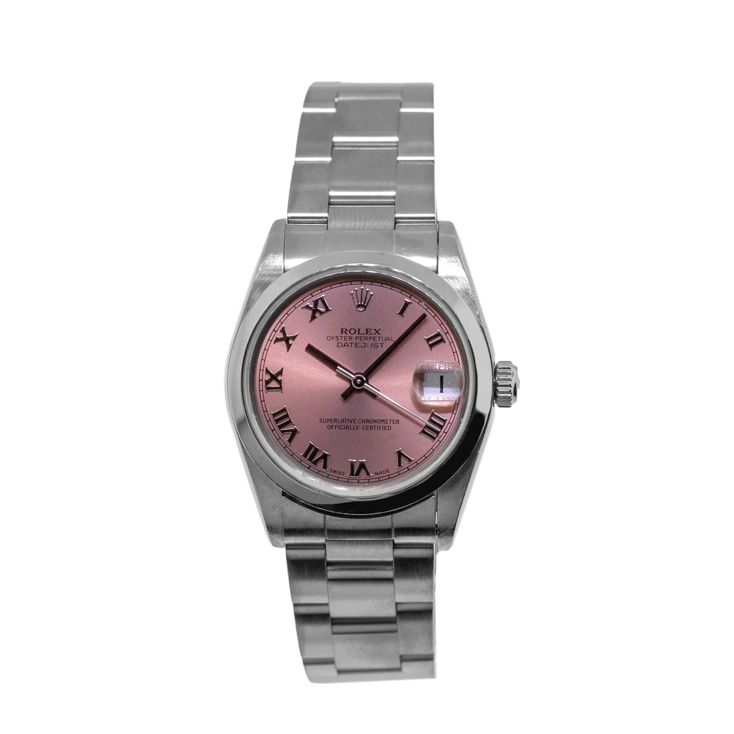 Rolex Datejust 31mm Stainless Steel Pink Roman Dial & Smooth Bezel 78240