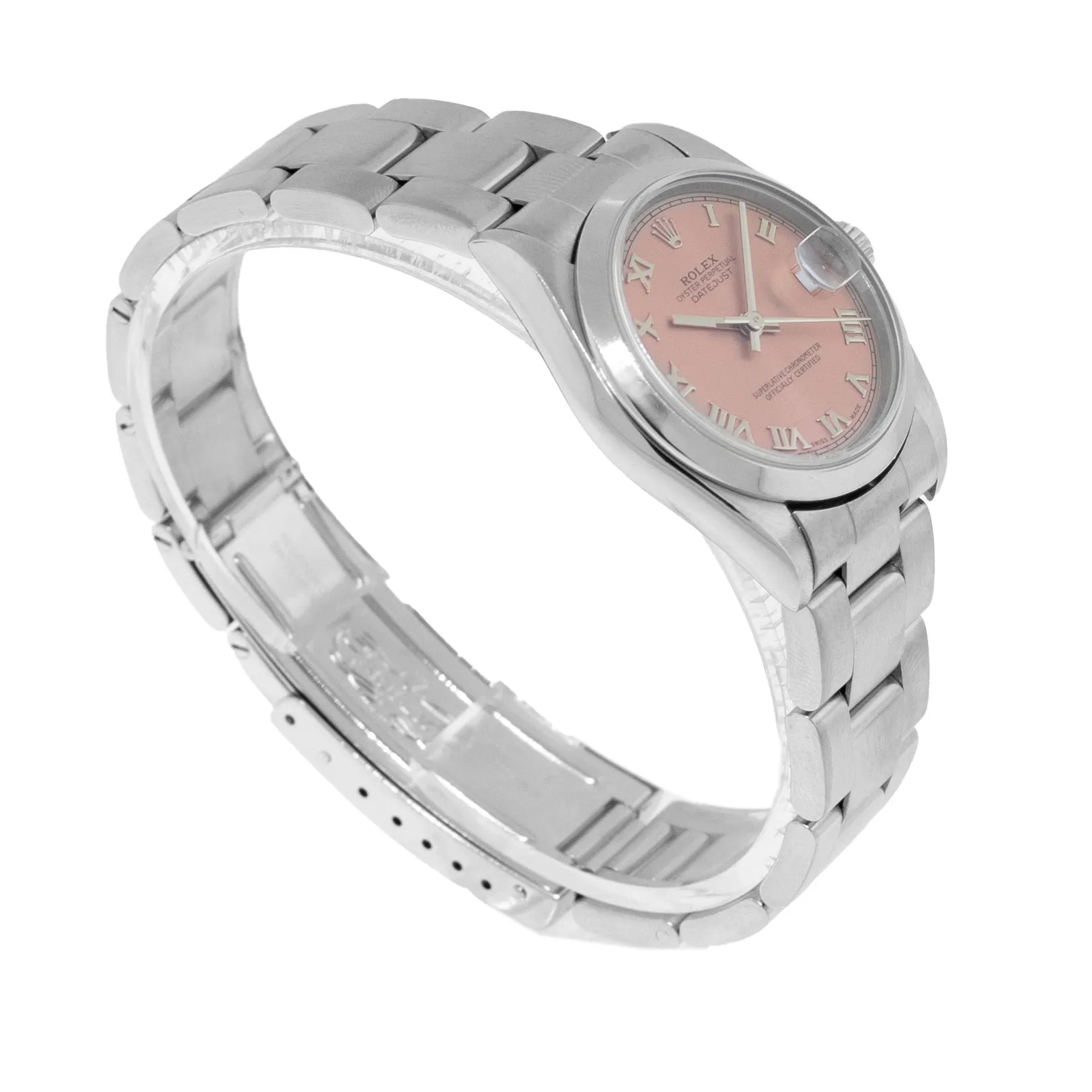 Rolex Datejust 31mm Stainless Steel Pink Roman Dial & Smooth Bezel 78240