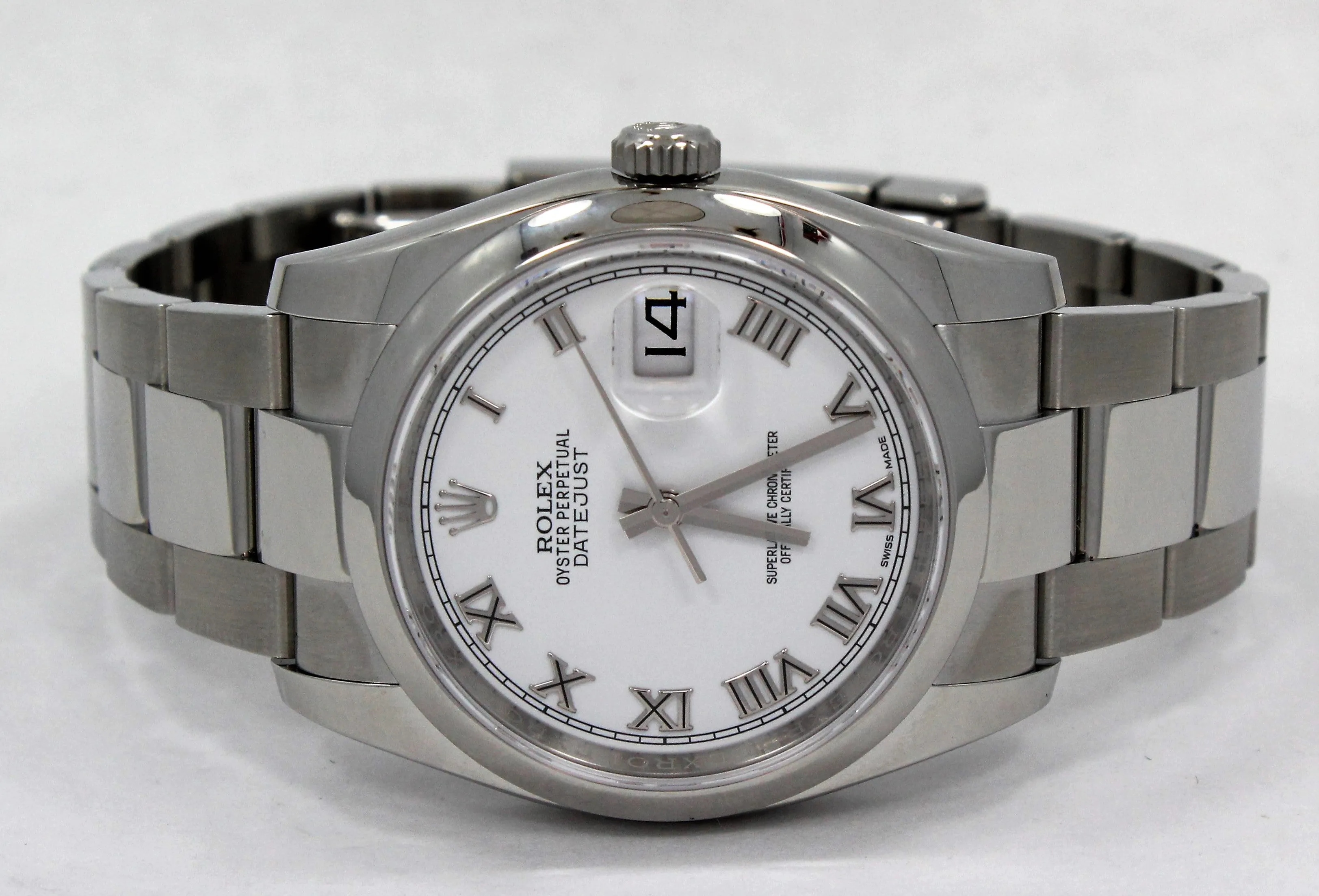 Rolex Datejust 36mm 116200  Oyster Perpetual White Roman Dial
