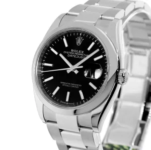 Rolex Datejust 36mm Stainless Steel Black Index Dial & Smooth Bezel 126200