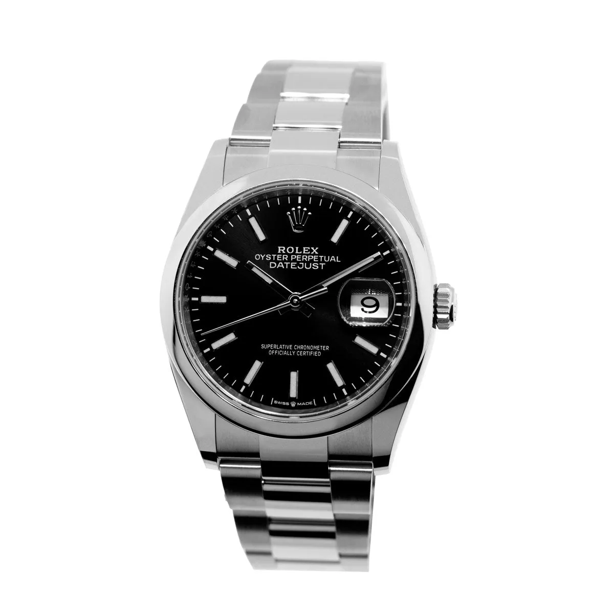Rolex Datejust 36mm Stainless Steel Black Index Dial & Smooth Bezel 126200