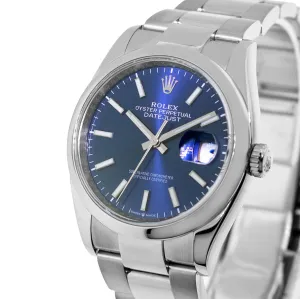 Rolex Datejust 36mm Stainless Steel Blue Index Dial & Domed Bezel 126200