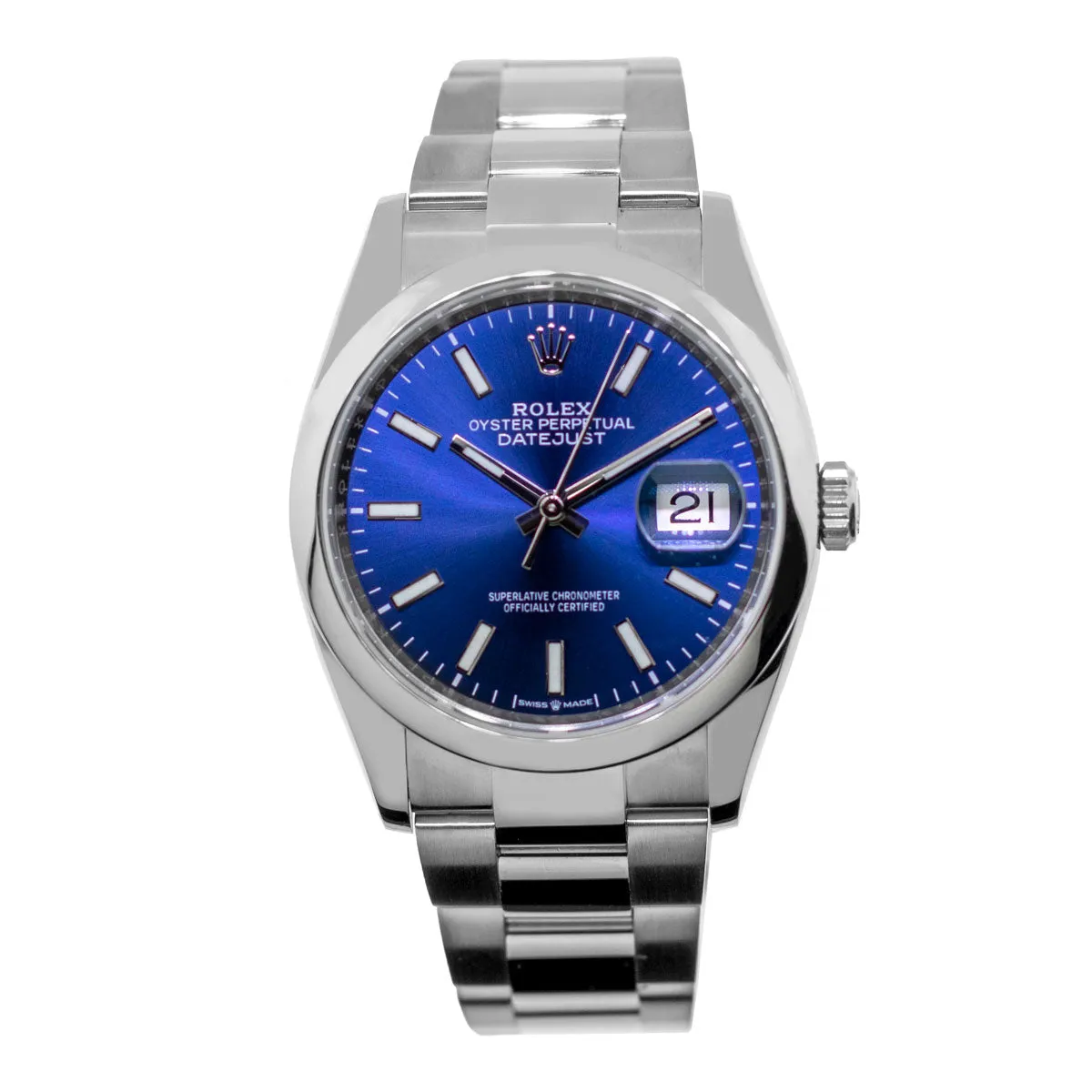 Rolex Datejust 36mm Stainless Steel Blue Index Dial & Domed Bezel 126200