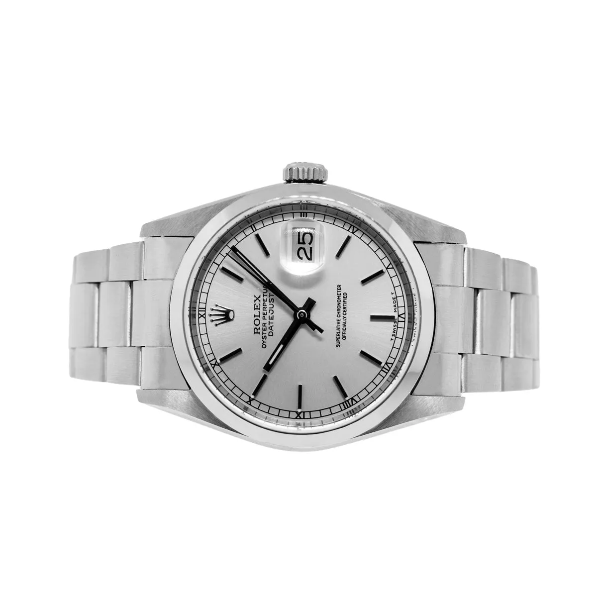 Rolex Datejust 36mm Stainless Steel Silver Index Dial & Smooth Bezel 16200