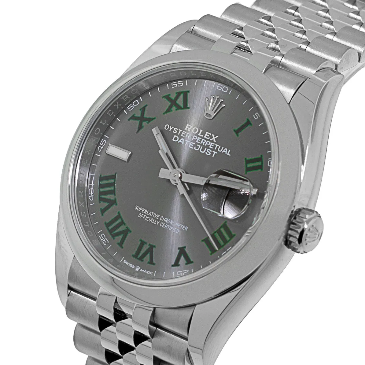 Rolex Datejust 36mm Stainless Steel Wimbledon Dial & Smooth Bezel 126200