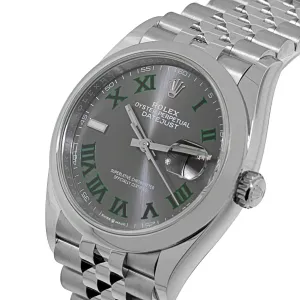 Rolex Datejust 36mm Stainless Steel Wimbledon Dial & Smooth Bezel 126200