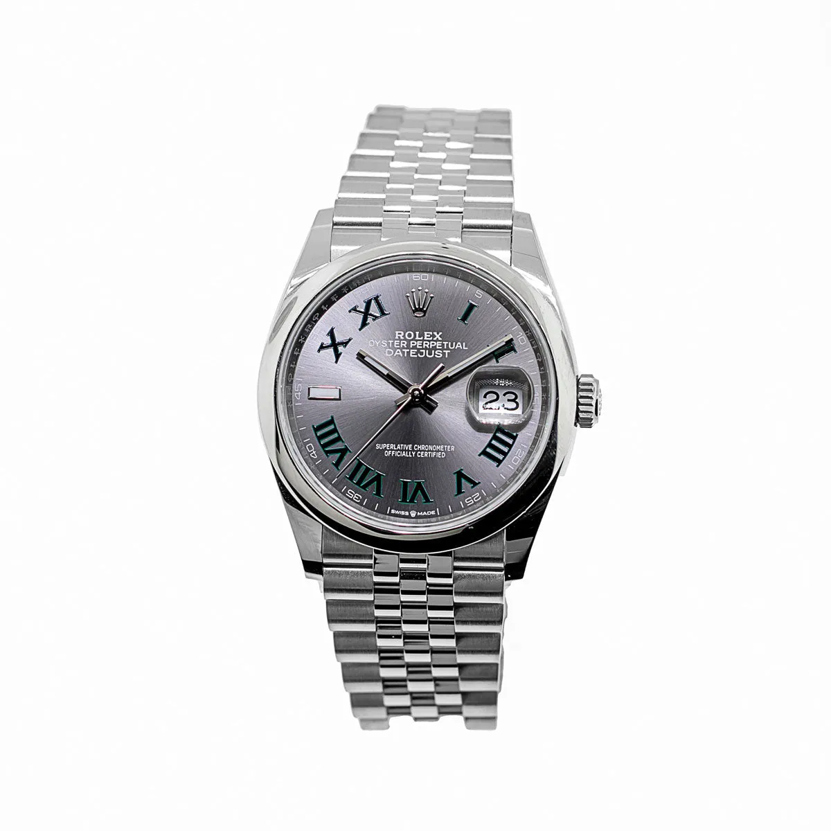 Rolex Datejust 36mm Stainless Steel Wimbledon Dial & Smooth Bezel 126200