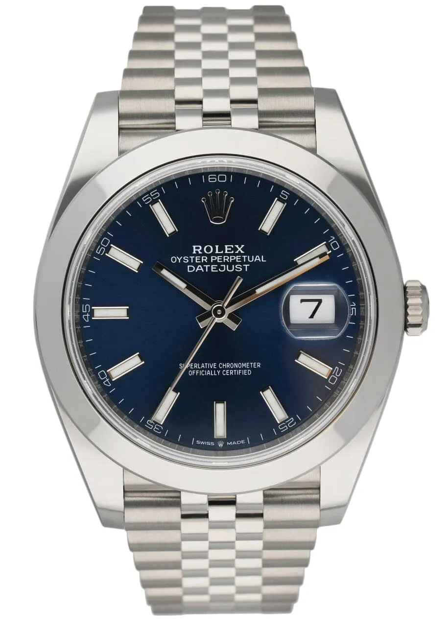 Rolex Datejust 41 126300 Blue Dial Mens Watch Box & Papers